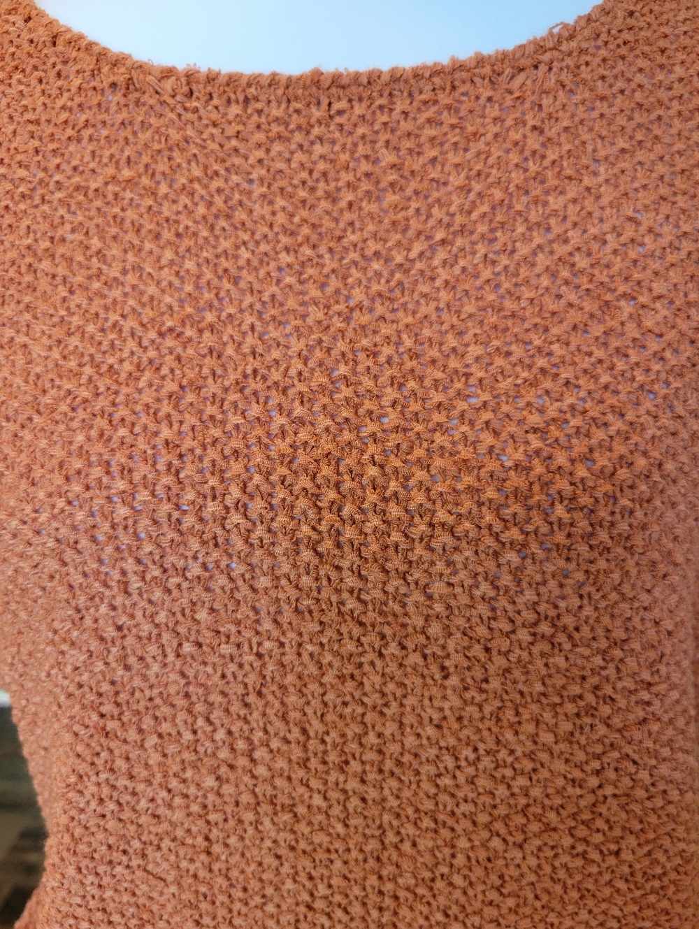Moon & Madison Terracotta Orange Woven Knit Short Sleeve Sweater Top - Picture 6 of 8